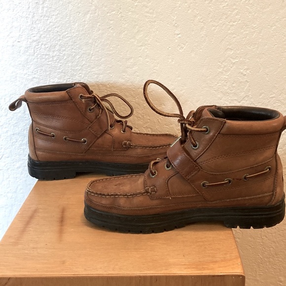 Genuine Brown Leather Ralph Lauren Polo Sport Boots - Picture 4 of 8